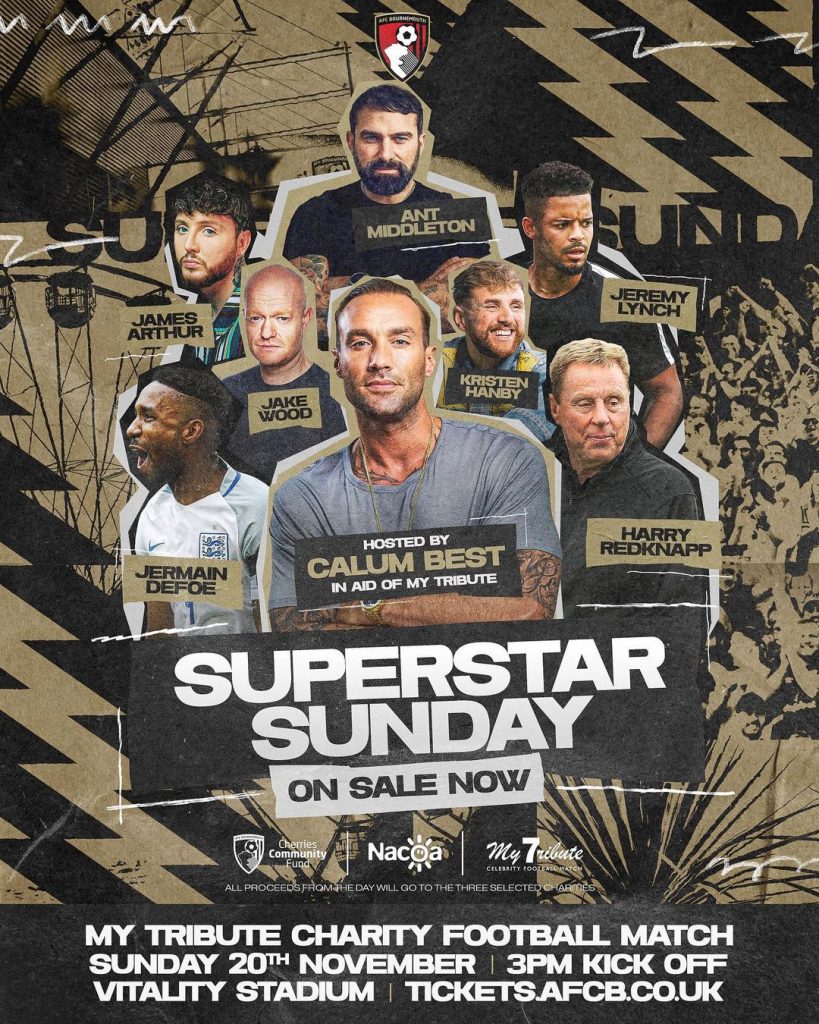 Calum Best hosting Superstar Sunday charity match - Nacoa