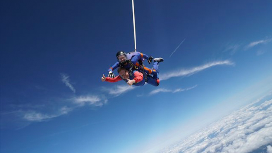 Matthew completing skydive fundraiser for The National Association For Children Of Alcoholics charity