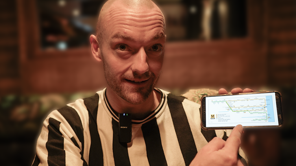 Geordie Challenger Paul McDougal showing the Metro map